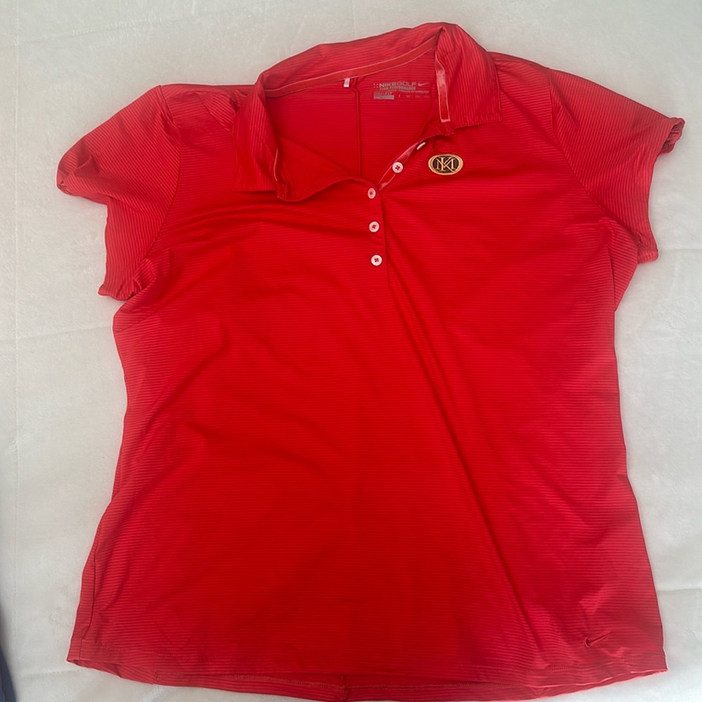 Nike Golf Dri Fit Women’s XXL red stripe golf polo